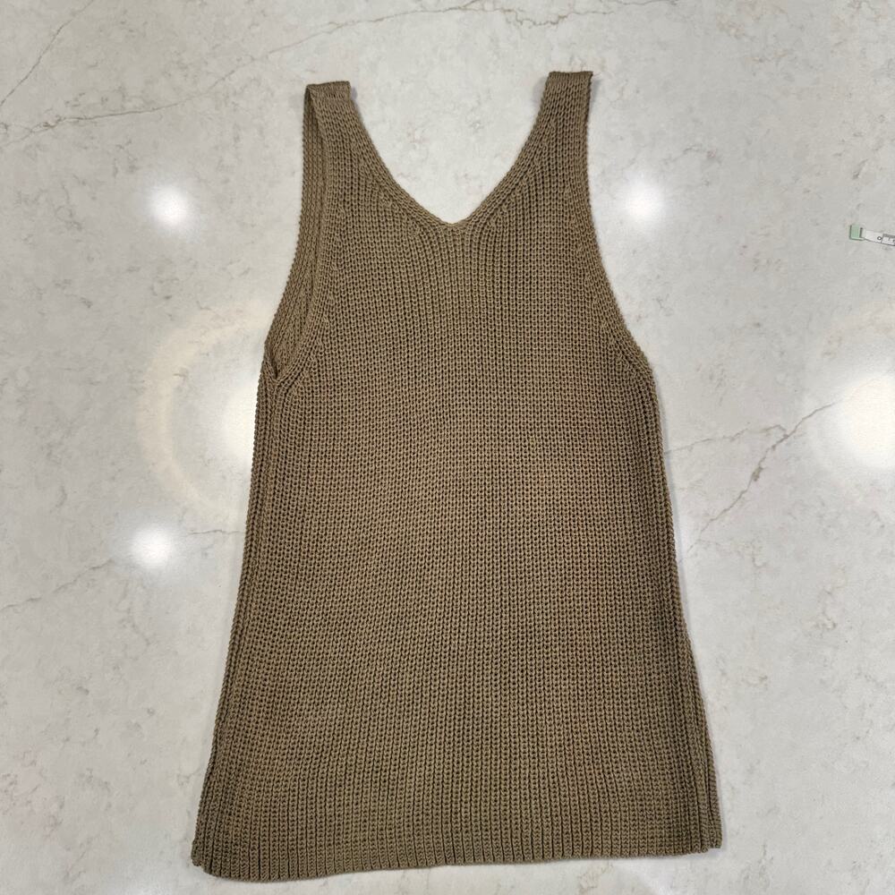 Boho Open Knit Tank Top Women's Medium Brown Festival Coastal Western Summer - Picture 11 of 15